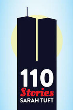 The logo for 110 Stories is a light blue background with a large yellow sun taking up nearly the upper half of the frame. Against this background is the black silhouette of the Twin Towers of the World Trade Center in New York. 